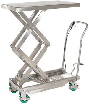 These Stainless Steel Scissor Carts are suitable for most food, medical, and pharmaceutical industry settings including wash-down applications.